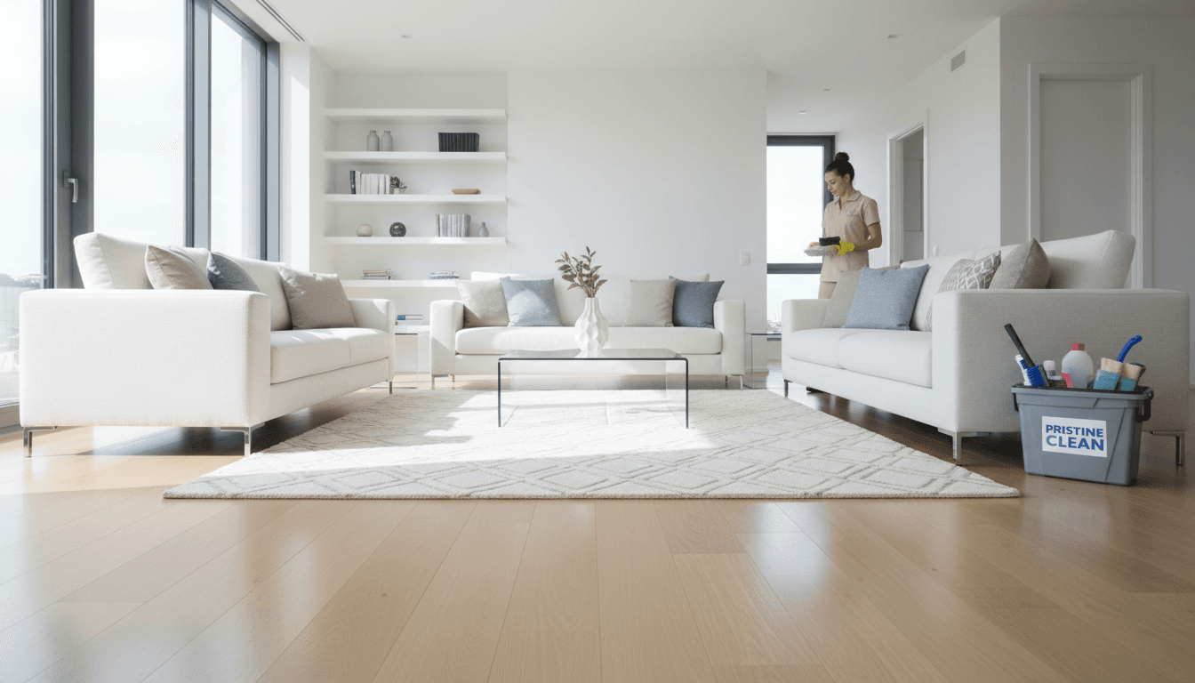 Bright airy living room with sunlight and spotless surfaces